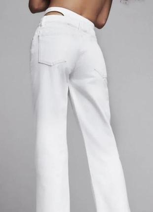 Широкі білі джинси з імітацією трусів zara