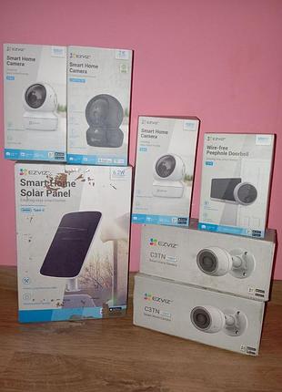 Відеокамери ezviz smart home camera, smart home solar panel, wire-free peephole doorbell, c3tn