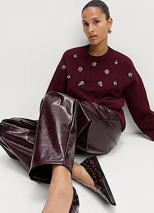 Светр жіночий m&s бордовий з декором