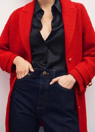 Пальто твидовое zara m
