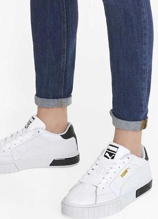 Кроссовки женские puma cali star белые с черными деталями и золотистым.