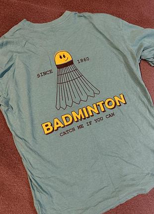 Футболка зелена з принтом badminton