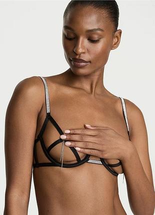 Бюстгальтер чорний відкритий зі стразами (s) very sexy victoria's secret 🎀