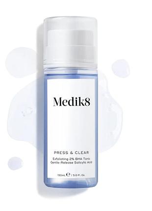 Тонік для обличчя medik8 press & clear exfoliating 2% bha tonic gentle-release salicylic acid 150 мл