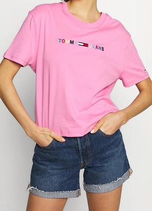 Футболка жіноча tommy jeans рожева з логотипом