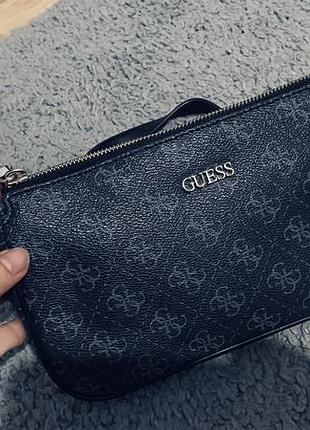 Сумка жіноча guess чорна з монограмою