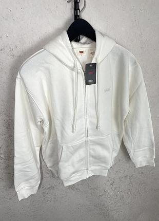 Жіноче худі теплий фліс levi’s everyday zip-up hoodie a59450015 — світлий беж, на блискавці. оригінал. 5