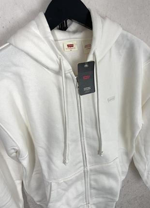 Жіноче худі теплий фліс levi’s everyday zip-up hoodie a59450015 — світлий беж, на блискавці. оригінал. 6