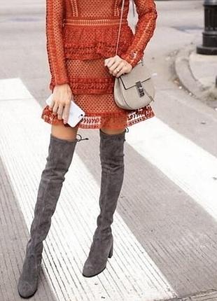 Сірі замшеві ботфорти stuart weitzman