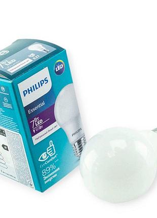 Лампа побутова діодна 220v e27 7w a60 4000k philips