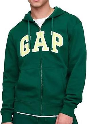 Кофта чоловіча темно зелена фліс зіп худі gap