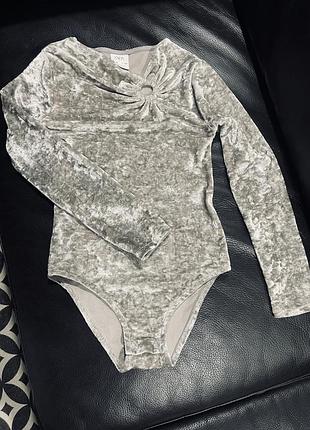 Боді для дівчинки zara сірий оксамит