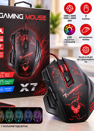 Мышка gaming mouse x7 / игровая мышь с rgb-подсветкой