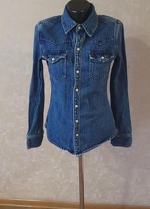 Премиальная джинсовая рубашка куртка true religion в ковбойском стиле (размер xs)