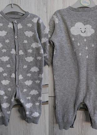 Теплий трикотажний в'язаний чоловічок matalan на 0-3м