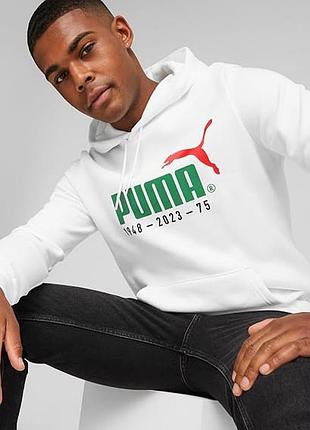 Худи мужское белое лого celebration puma