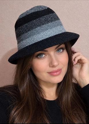 Стильний жіночий м'який капелюх bucket hat, 70% шерсть.