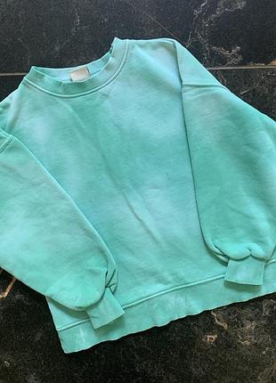 М’ятний світшот оверсайз із ефектом тай-дай (tie-dye) та круглим вирізом. від zara