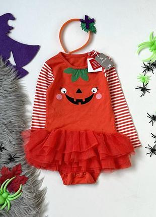 Платье-бодик тыквик с обручем на halloween tu 1,5-2 года