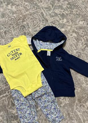 Костюм для дівчаток carter's жовто-синій з квітковим принтом 18 місяців