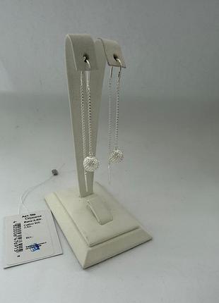 Серебряные серьги 925 пробы — протяжки с ажурными шариками