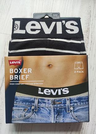 Мужские боксеры levi's boxer brief (набор 2 шт.) - черные (размеры m и l)