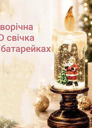 Новорічна led свічка на батарейках "санта клаус"
