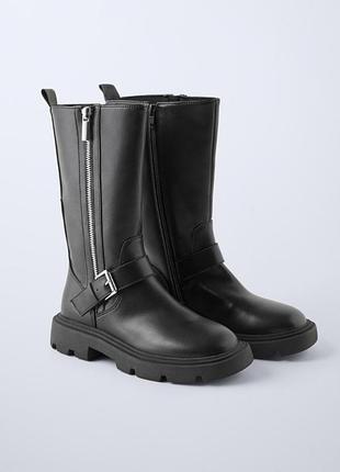 Чоботи для дівчат zara чорні, розмір 33