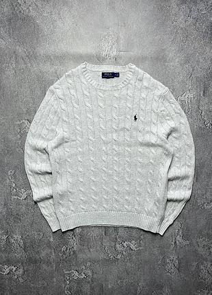Vintage винтажный свитер polo ralph lauren поло ральф лаурен cable knit big pony size m размер м