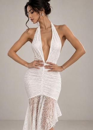 Розпродаж сукня prettylittlething міді мереживна асиметричний низ