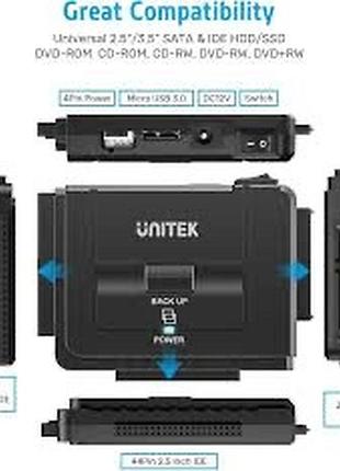Адаптер-перехідник unitek y-3322a usb 3.0 to ide / sata з блоком живлення
