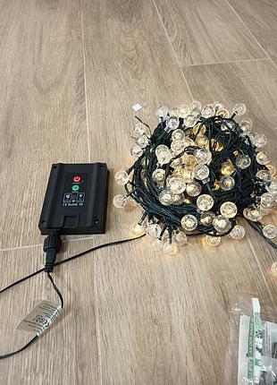 Вулична led-гірлянда "кульки" (solar) на сонячній батареї — автономне освітлення для саду та тераси 200шт.