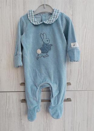 Брендовий вельветовий чоловічок m&s peter rabbit для хлопчика 0-3м