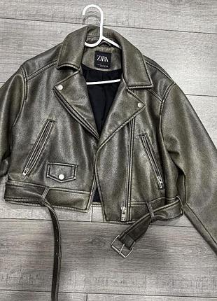 Куртка жіноча zara косуха, сіро-зелена, розмір xs