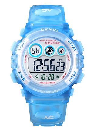 Дитячий спортивний годинник skmei 1451ltbu light-blue з підсвічуванням та водонепроникністю 50 м