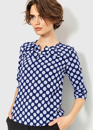 Блуза з принтом, колір синьо-білий, 230r1121-2