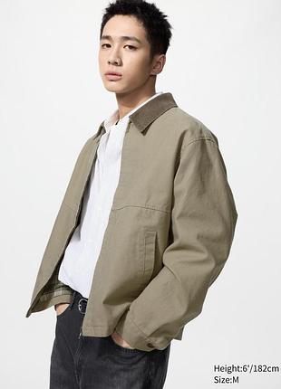 Куртка чоловіча uniqlo zip-up short blouson, бежевий, розмір m