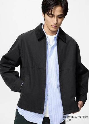 Куртка uniqlo zip-up short blouson, чорна, розмір м