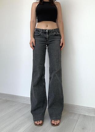 Джинсы 38 m серые черные клеш flared bootcut средняя низкая талия посадка vintage y2k винтаж only