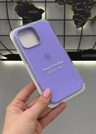 Чехол silicone case с микрофиброй для iphone 15 pro max, качественный чехол-бампер с микрофиброй для айфон 15 про макс (лиловый)