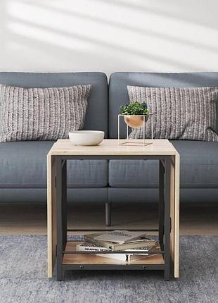 Стіл журнальний трансформер куб комбо ferrum-decor чорний метал дуб сан-марино 54x50x54 см (frd-105151)