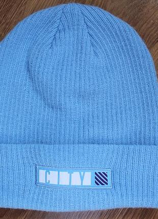 Голубая унисекс шапка бини puma x man city / манчестер сети / manchester city