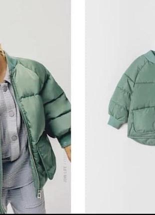 Куртка для дітей zara демісезонна бомбер зелена