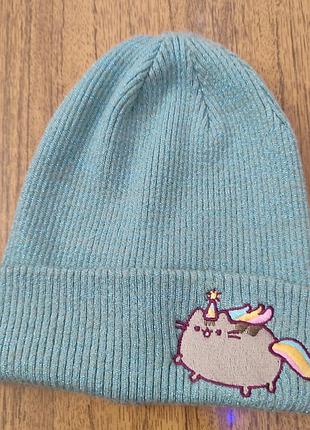 Шапка демісезонна pusheen для дівчинки4-6 років, р. 50-54