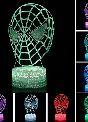 3d светильник сенсорный маска человека паука