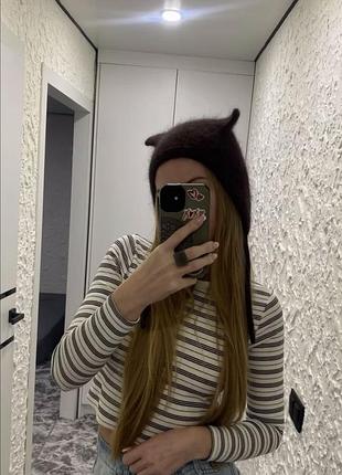 Коточепчик з преміального пуху норки шоколад