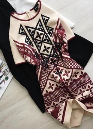 Сукня міді жіноча asos неопренова з орнаментом бежева