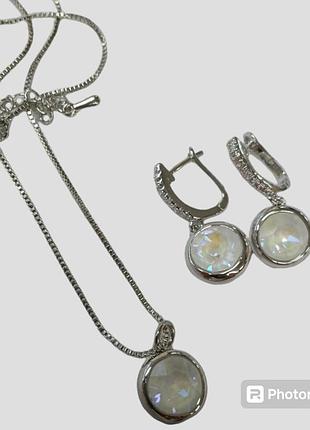 Женский комплект украшений серьги, подвеска из медицинского золота stainless steel, позолоченный