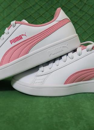 Белые кроссовки puma smash v2 leather 37,5 размер, натуральная кожа, оригинал