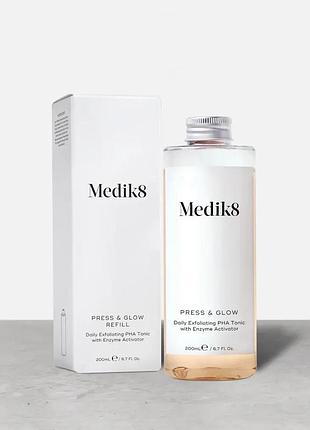 Medik8 press & glow refill - ежедневный отшелушивающий pha-тоник с активатором ферментов объемом 200 мл (без помпы)
